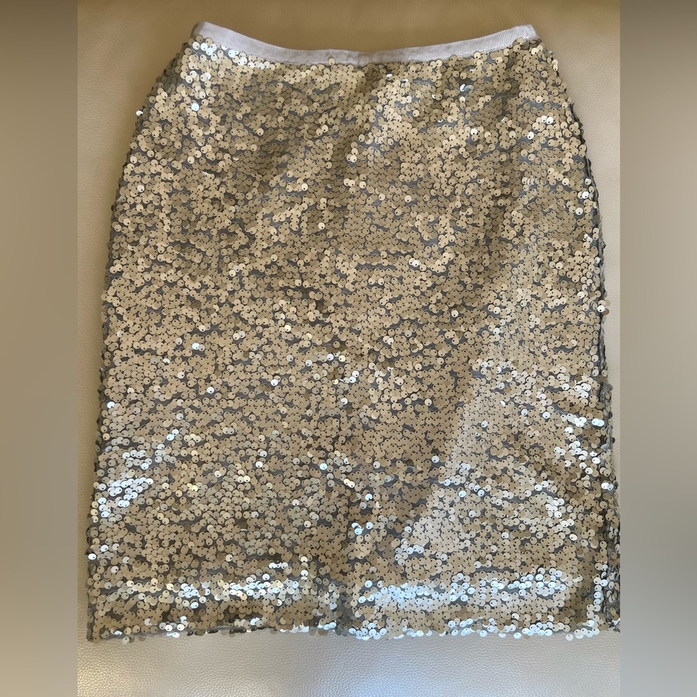 J. Crew silver sequined pencil skirt size 2